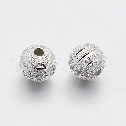 Textured Round Brass Beads KK-N0061-01S-8mm-1