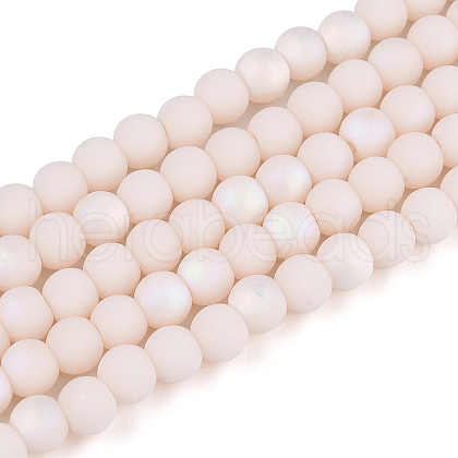 Frosted Opaque Glass Beads Strands GLAA-T032-P4mm-MBB09-1