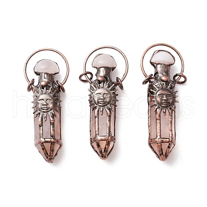 Natural Quartz Crystal and Agate Big Pointed Pendants G-M383-24R-1