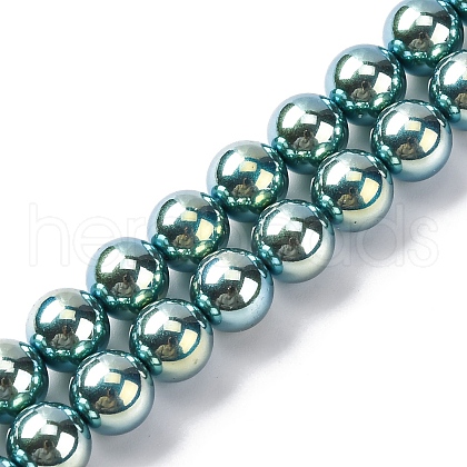 UV Plating Pearlized Glass Pearl Beads Strands GLAA-F128-01B-T24-1