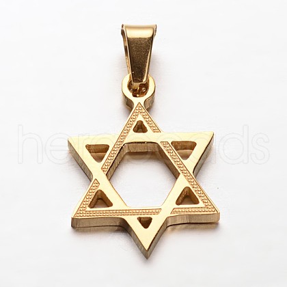 Star of David 304 Stainless Steel Pendants X-STAS-P085-10-1