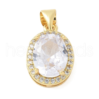 Brass Micro Pave Cubic Zirconia Pendants KK-K298-40G-1