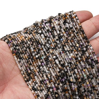 Natural Tourmalinated Quartz/Black Rutilated Quartz Beads Strands G-RM2025-C18-A-1