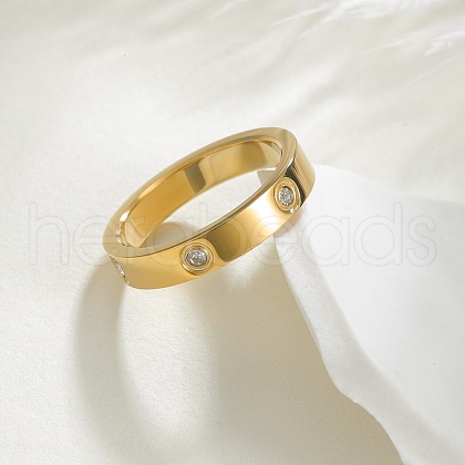 304 Stainless Steel Crystal Rhinestone Finger Rings for Women RJEW-B120-02G-1