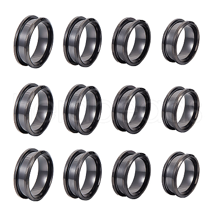 Unicraftale 12Pcs 4 Size 201 Stainless Steel Grooved Finger Ring Settings STAS-UN0002-84-1