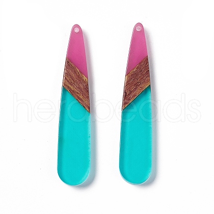 Transparent Resin & Walnut Wood Big Pendants RESI-M027-05B-1
