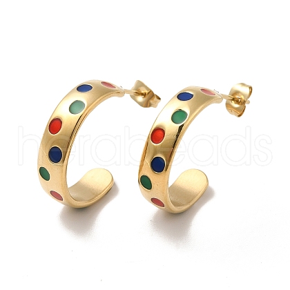 Colorful Enamel Polka Dot Pattern Stud Earrings STAS-H175-19G-1