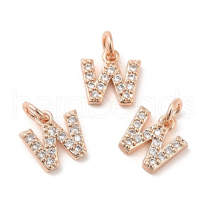 Brass Micro Pave Grade AAA Cubic Zirconia Charms ZIRC-P067-11RG-W-NR-1