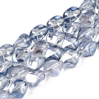 Electroplate Transparent Glass Beads Strands EGLA-N017-02E-1