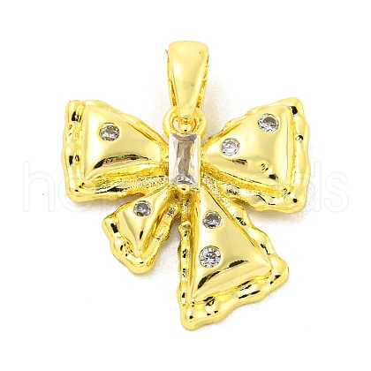 Brass Micro Pave Clear Cubic Zirconia Pendants KK-P263-03A-G-1