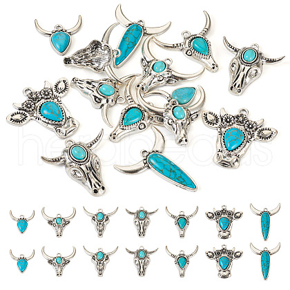  14Pcs 7 Styles Synthetic Turquoise Pendants FIND-TA0003-06-1