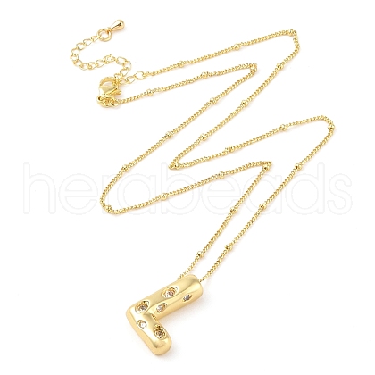 Brass Micro Pave Clear Cubic Zirconia Pendant Necklaces NJEW-Z038-01G-L-1