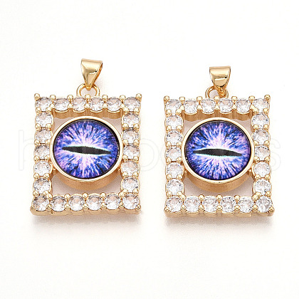 Brass Micro Pave Clear Cubic Zirconia Pendants for Women KK-T070-91A-09-1