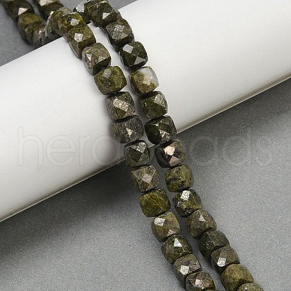 Natural Epidote with Pyrite Beads Strands G-H078-C41-6mm-1