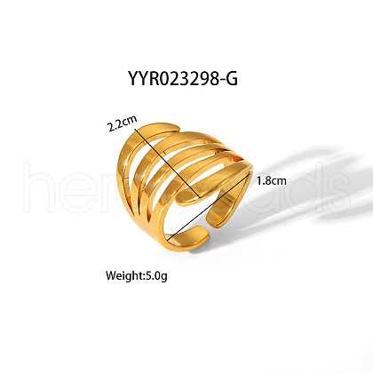 Geometric Stainless Steel Open Cuff Rings with Irregular High-end Feel NH8943-13-1