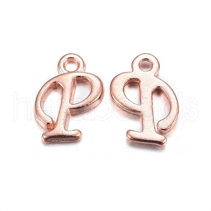 Rose Gold Plated Alloy Letter Pendants PALLOY-P097-05-P-1