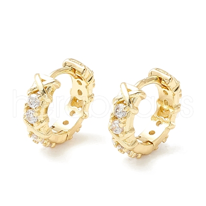 Clear Cubic Zirconia Chunky Hinged Hoop Earrings for Women EJEW-P196-24G-1