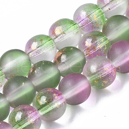 Frosted Spray Painted Glass Beads Strands GLAA-N035-03C-C01-1