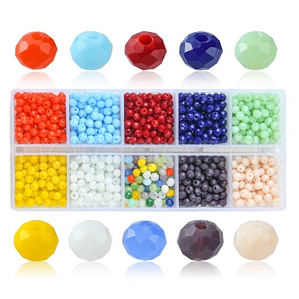 10 Grids 10 Styles Opaque Solid Color Glass Beads Strands EGLA-YW0001-45-1