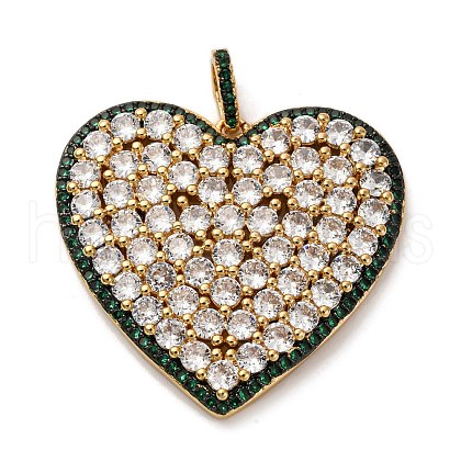 Brass Micro Pave Cubic Zirconia Pendants KK-U076-18G-02-1