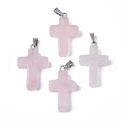 Natural Rose Quartz Pendants G-J354-09A-1