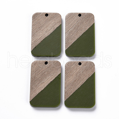 Opaque Resin & Walnut Wood Pendants RESI-T035-38F-1