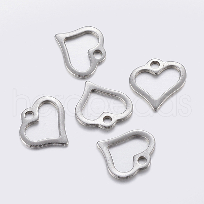 Tarnish Resistant 304 Stainless Steel Open Heart Charms STAS-F159-38P-1