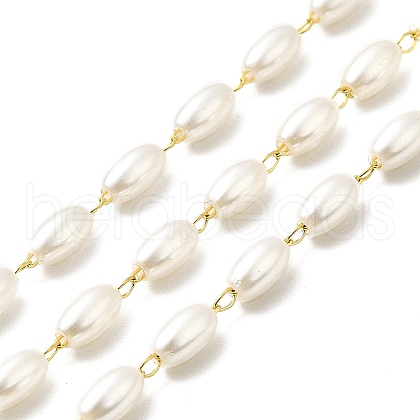 Handmade Oval Plastic Beaded Chains CHS-I019-10G-01-1