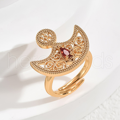 Brass Micro Pave Cubic Zirconia Adjustable Finger Rings for Women DA2871-1-1