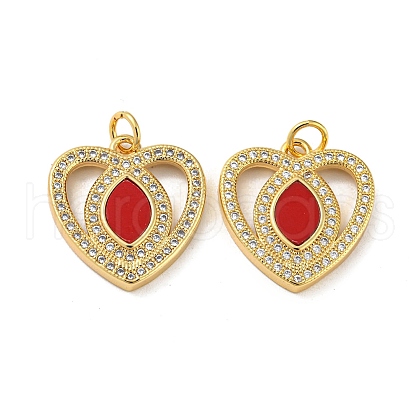Brass Micro Pave Cubic Zirconia with Synthetic Turquoise Pendants KK-K356-24A-G-1
