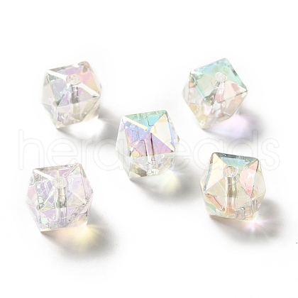 Two Tone UV Plating Rainbow Iridescent Acrylic Beads TACR-D010-02E-1