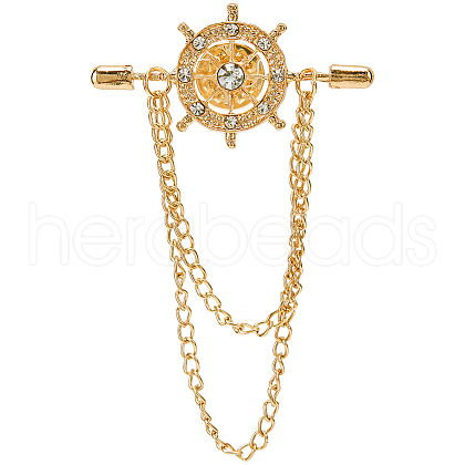 Gorgecraft 2Pcs Helm Zinc Alloy Hanging Chain Brooches with Crystal Rhinestone FIND-GF0006-83G-1