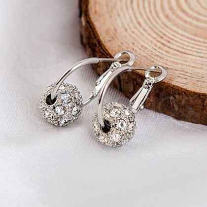 Alloy Rhinestone Round Beaded Hoop Earrings FS-WGCC791-01-1