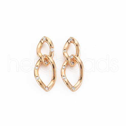 Brass Micro Pave Cubic Zirconia Connector Charms KK-S364-258-1