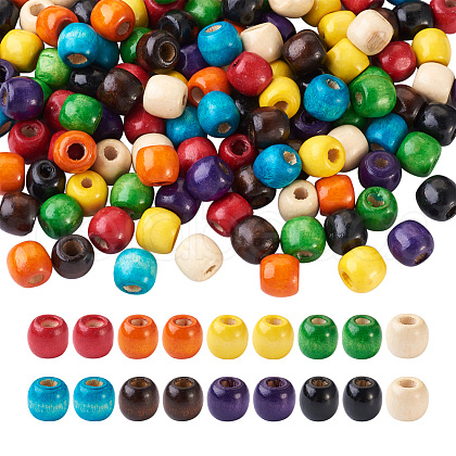 180Pcs 9 Color Craftdady Dyed Natural Maple Wood Beads WOOD-CD0001-06A-LF-1