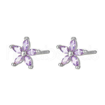 Cubic Zirconia Flower Stud Earrings FY1254-12-1