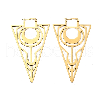 304 Stainless Steel Triangle Hoop Earrings EJEW-M031-01G-1