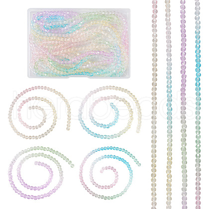 8 Strands 4 Colors Transparent Glass Beads Strands GLAA-TA0001-23-1