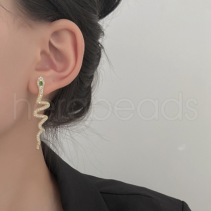 Alloy Rhinestone Stud Earrings EJEW-R021-02G-1