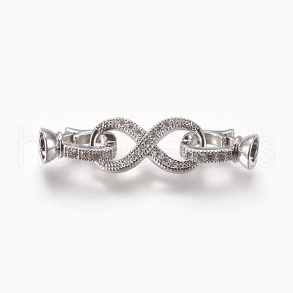 Brass Micro Pave Cubic Zirconia Fold Over Clasps KK-P164-13P-1