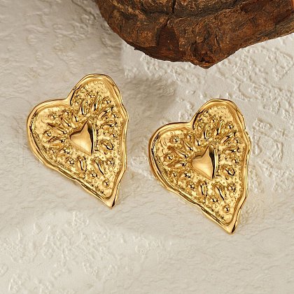 304 Stainless Steel Stud Earrings for Women EJEW-P289-02B-G-1