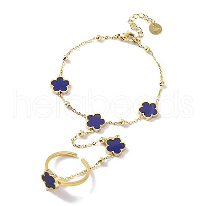 Ion Plating(IP) 304 Stainless Steel Ring Bracelets BJEW-H606-02G-01-1
