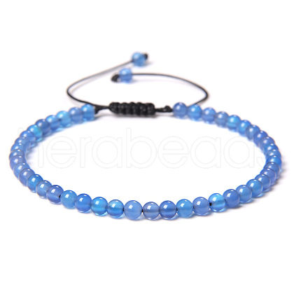 Adjustable Women's Blue Agate Beaded Bracelet CN3407-10-1