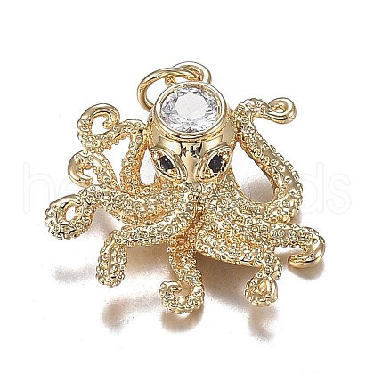 Brass Micro Clear & Black Cubic Zirconia Pendants ZIRC-F120-067G-1