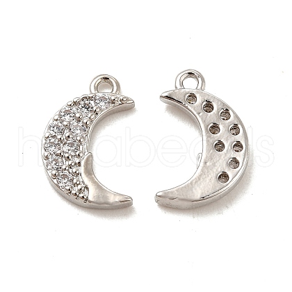 Rack Plating Brass Micro Pave Clear Cubic Zirconia Pendants KK-E081-12P-1