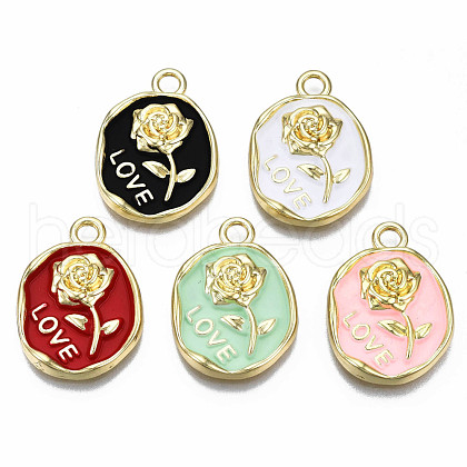 Rack Plating Alloy Enamel Pendants PALLOY-N172-063-1