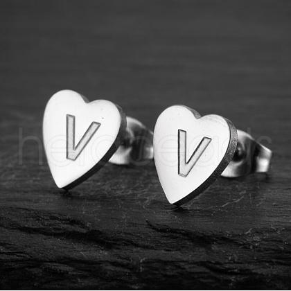 Heart 201 Stainless Steel Stud Earrings WGB8201-17-1