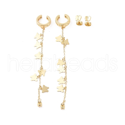 Rack Plating Brass Cuff Earrings for Women EJEW-G394-07B-G-1