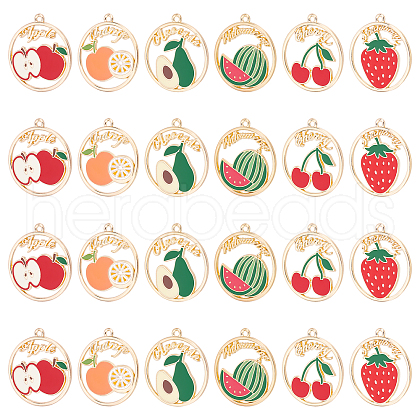  24Pcs 6 Style Alloy Enamel Pendants ENAM-NB0001-76-NR-1