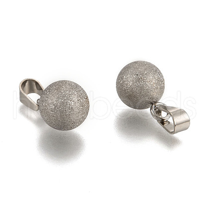 Non-Tarnish Round 303 Stainless Steel Pendants with 201 Stainles Steel Clasp STAS-M184-14B-1